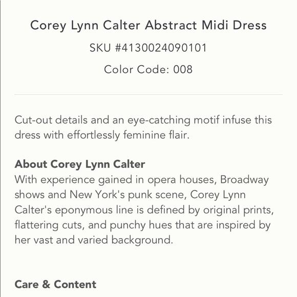 Anthropologie Corey Lynn Calter Abstract Midi Dress NEW - Picture 9 of 9
